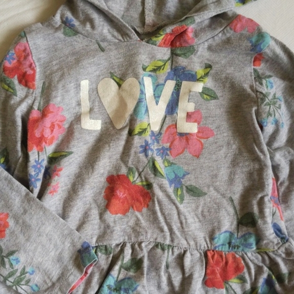 carter's floral graphic long sleeve hoodie peplum cotton top 24 months baby girl - Picture 5 of 7